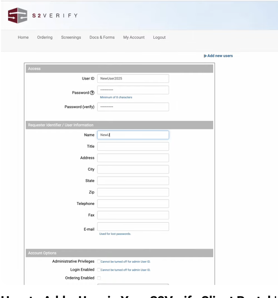Adding a User